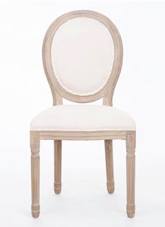 LANNY Jeffcoco Furniture Modern Solid Wood Dining Chair for Kitchen, Bistro, Resturaunt in Beige Colour Fabric Seat (1 piece Fabric Back)  - Image 4
