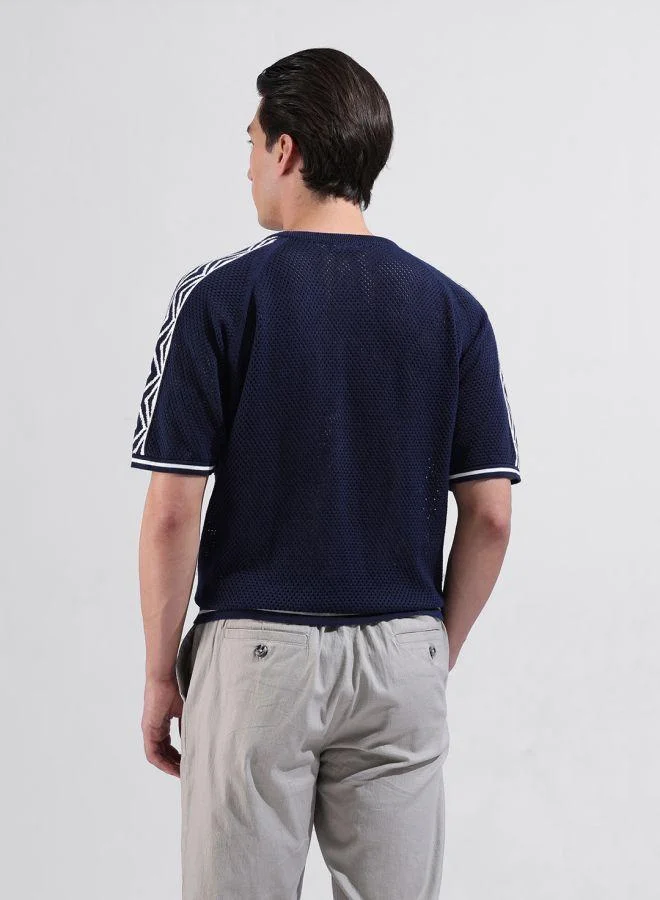 شركة المرآب الهندية تيشيرت رجالي بقصة واسعة وياقة دائرية وأكمام نصفية