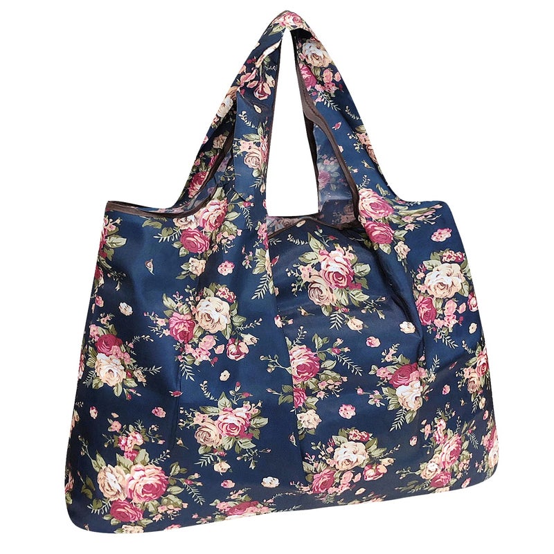 allydrew Large Foldable Tote Nylon Reusable Grocery Bag Classic Roses