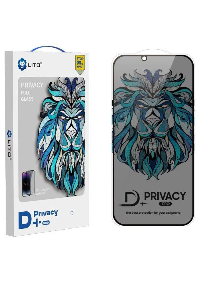 ليتو واقي شاشة Lito D+ Pro عالي الدقة من الزجاج المقوى للخصوصية لهاتف iPhone 13 Pro max واقي شاشة مضاد للتجسس - تغطية كاملة للشاشة / تركيب عالي الدقة سهل، أسود - Image 1
