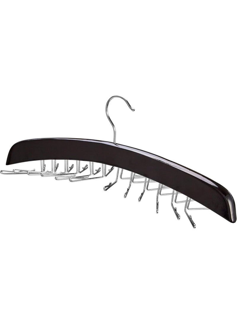 RICHARDS Richards Wooden Tie Rack Hanging Organizer for Mens Closet Accessories, Space Saving Necktie Holder for Storage and Display, Holds 24 Ties, Hook, Walnut Wood with Chrome Accents  - Image 4