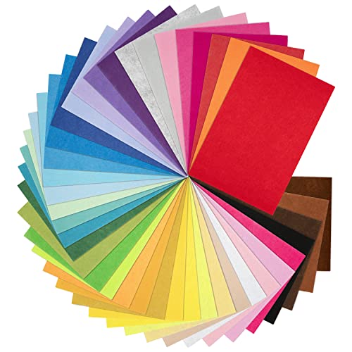 BetyBedy 8 x 12 Inches Felt Sheets for Crafts, 40Pcs Squares Fabric Sheets, Assorted Colors Non Woven Pack, 1mm Thick, Stiff Paper for DIY Sewing Craft Patchwork Decoration - Image 1