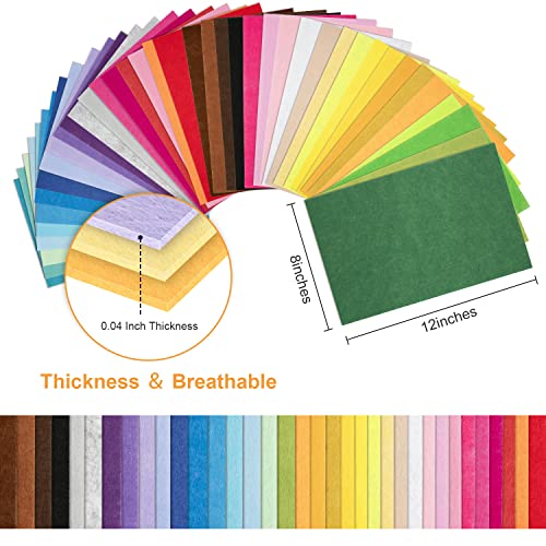 BetyBedy 8 x 12 Inches Felt Sheets for Crafts, 40Pcs Squares Fabric Sheets, Assorted Colors Non Woven Pack, 1mm Thick, Stiff Paper for DIY Sewing Craft Patchwork Decoration - Image 4