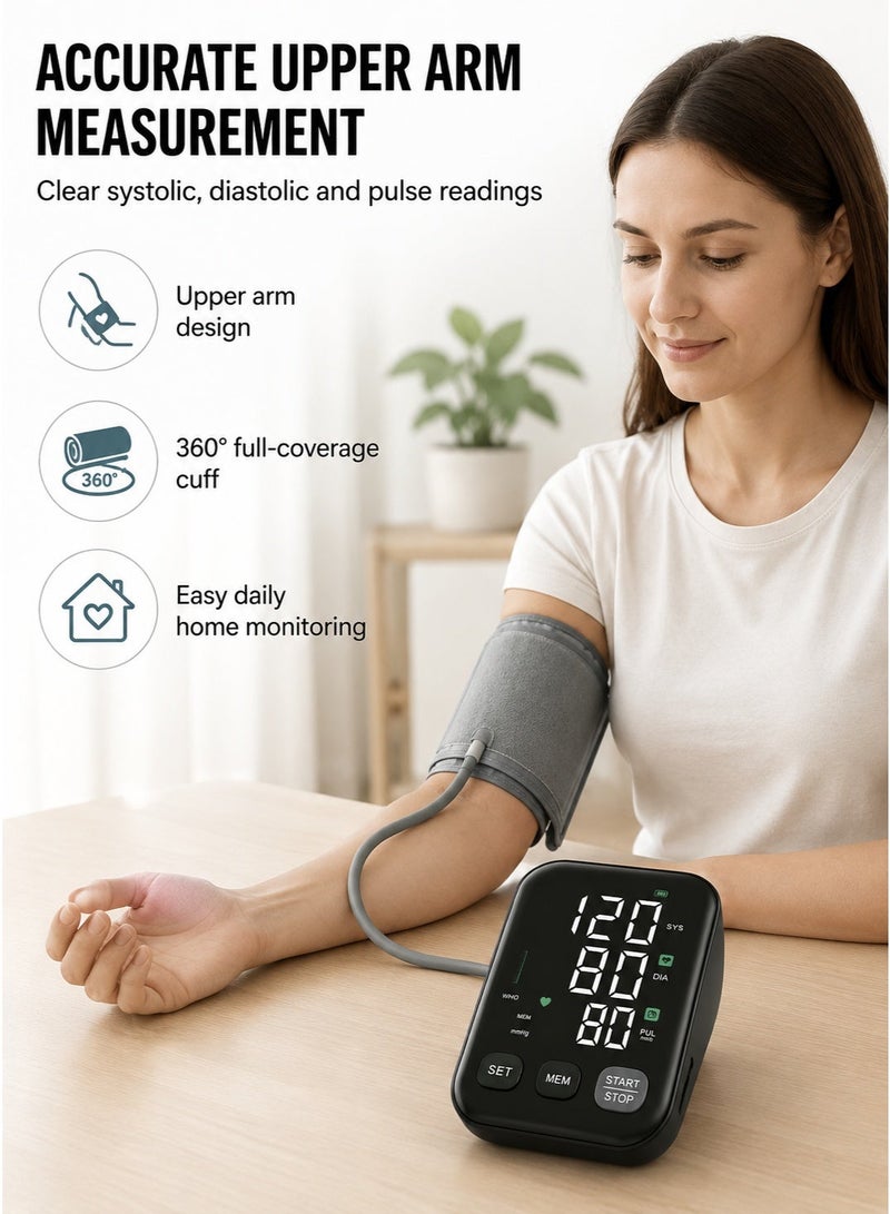 HUMJO 6-Inch Large Screen Electronic Blood Pressure Monitor ,Upper Arm Home Bp Machine With Voice Broadcast Function, 600MAh Rechargeable Battery. - Image 3