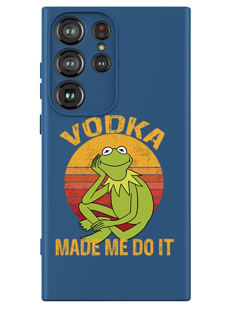 Theodor Protective Slim Fit Case Liquid Silicone Cover with Full Body Protection Anti-Scratch Shockproof Case For Samsung Galaxy S24 Ultra (Blue) - Vodka made me do it - Image 1