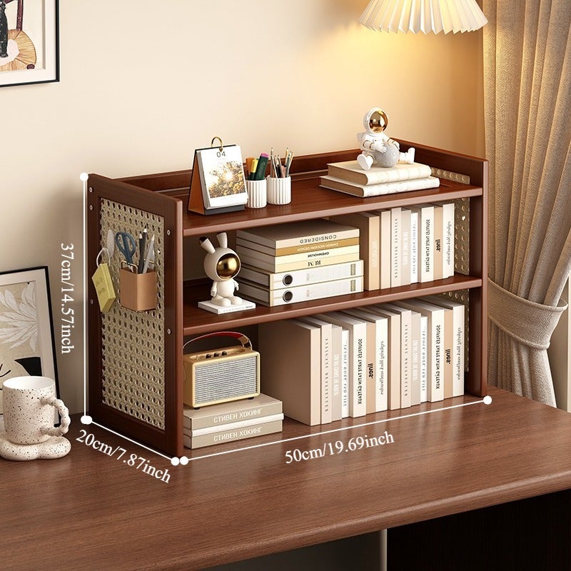 1pc, High-End Bamboo Rack - Faux Rattan Woven Bookshelf and Cup Holder, Suitable for Living Rooms, Tea Rooms, Kitchens, Etc., Sundries Organizer, Small Items Organizer, Durable Material, Space-Saving Design, Vertical Shelf, Teacup Storage Rack - Image 3