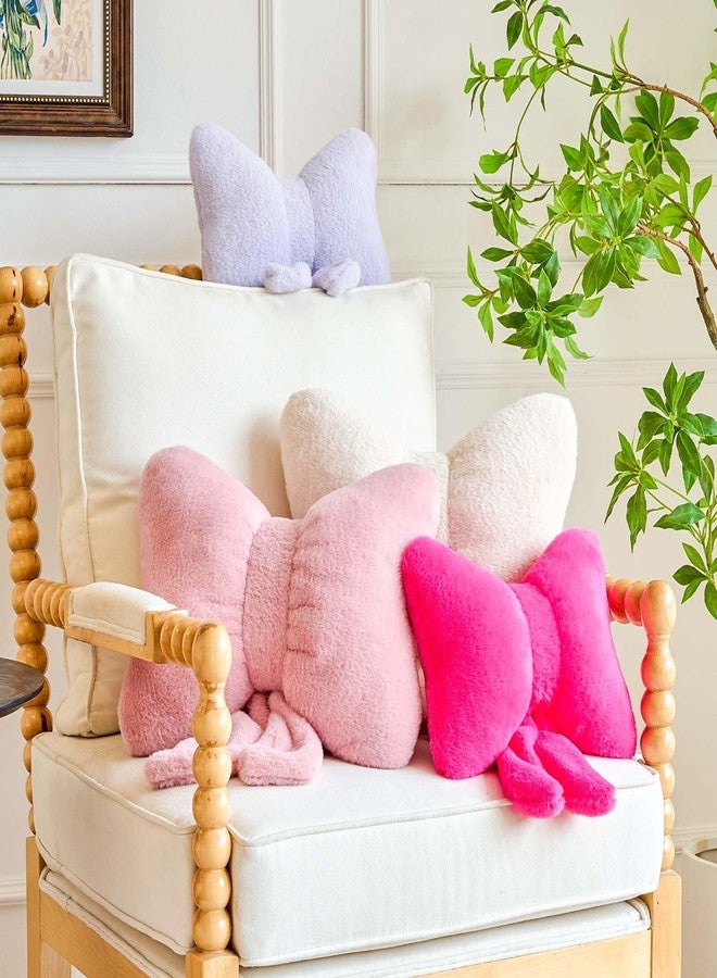 Lfsaaj Bow Throw Pillow, Bow Decorative Pillows, Aesthetic Room Decor Bow Pillows, Cute Coquette Bow Shaped Plush Lumbar Pillow for Bed Couch Living (Dusty Pink 12 Inch) - Image 4