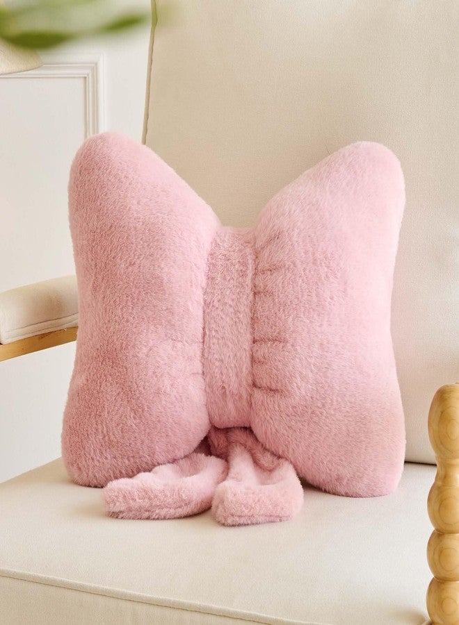 Lfsaaj Bow Throw Pillow, Bow Decorative Pillows, Aesthetic Room Decor Bow Pillows, Cute Coquette Bow Shaped Plush Lumbar Pillow for Bed Couch Living (Dusty Pink 12 Inch) - Image 1
