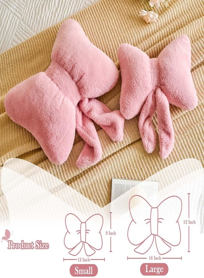 Lfsaaj Bow Throw Pillow, Bow Decorative Pillows, Aesthetic Room Decor Bow Pillows, Cute Coquette Bow Shaped Plush Lumbar Pillow for Bed Couch Living (Dusty Pink 12 Inch) - Image 2