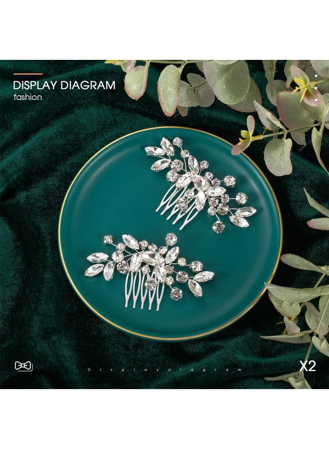 Mtlee 2 Pcs Bridal Wedding Hair Comb Rhinestone Silver Bridal Side Comb Crystal Rhinestone Hair Accessories for Women and Girls - Image 3