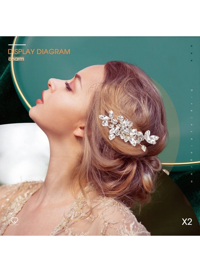 Mtlee 2 Pcs Bridal Wedding Hair Comb Rhinestone Silver Bridal Side Comb Crystal Rhinestone Hair Accessories for Women and Girls - Image 4