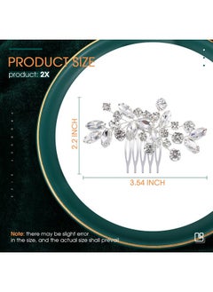 Mtlee 2 Pcs Bridal Wedding Hair Comb Rhinestone Silver Bridal Side Comb Crystal Rhinestone Hair Accessories for Women and Girls  - Image 2