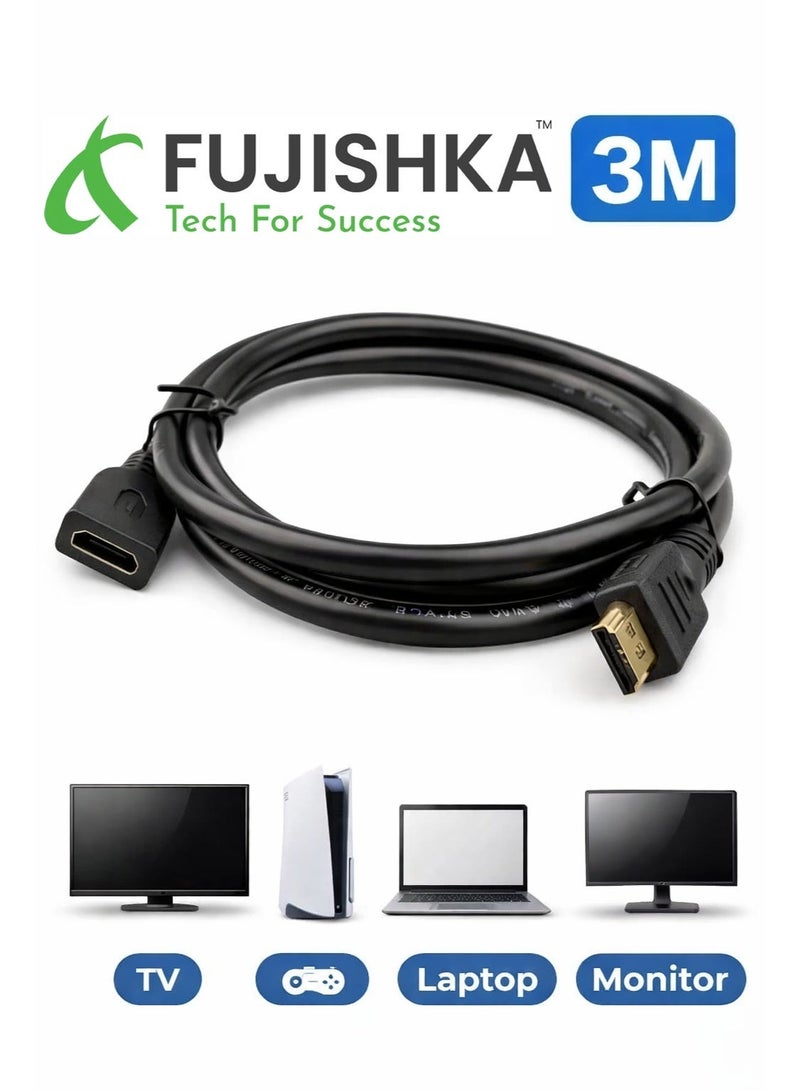 فوجيشكا كابل اتش دي أنثى إلى اتش دي ذكر بطول 3 متر، شاشات العرض ومنصات الألعاب فائقة الوضوح تصل إلى 4k x 2k - Image 1