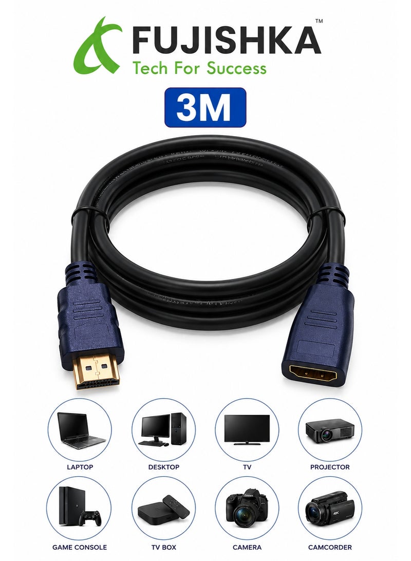 FUJISHKA HDMI Male to HDMI Female Extension High Speed with Ethernet Cable 3M - Image 1