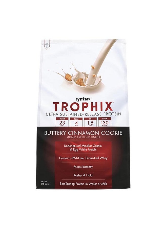 SYNTRAX Nutrition Trophix Protein Powder, Ultra Sustained-Release Protein Blend, Real Cookie Pieces, Buttery Cinnamon Cookie, 2 Lbs - Image 1