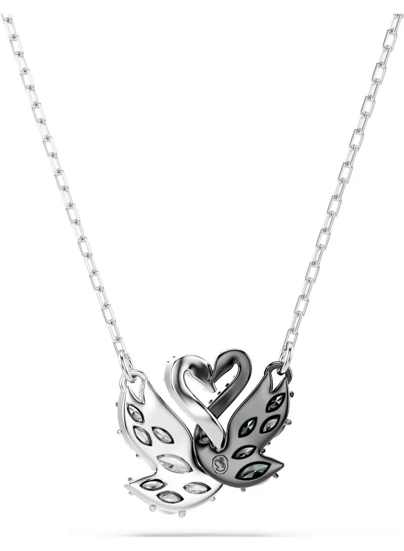 Swaro White and Black Swan Necklace, Black, Mixed Metal Finish - Image 4