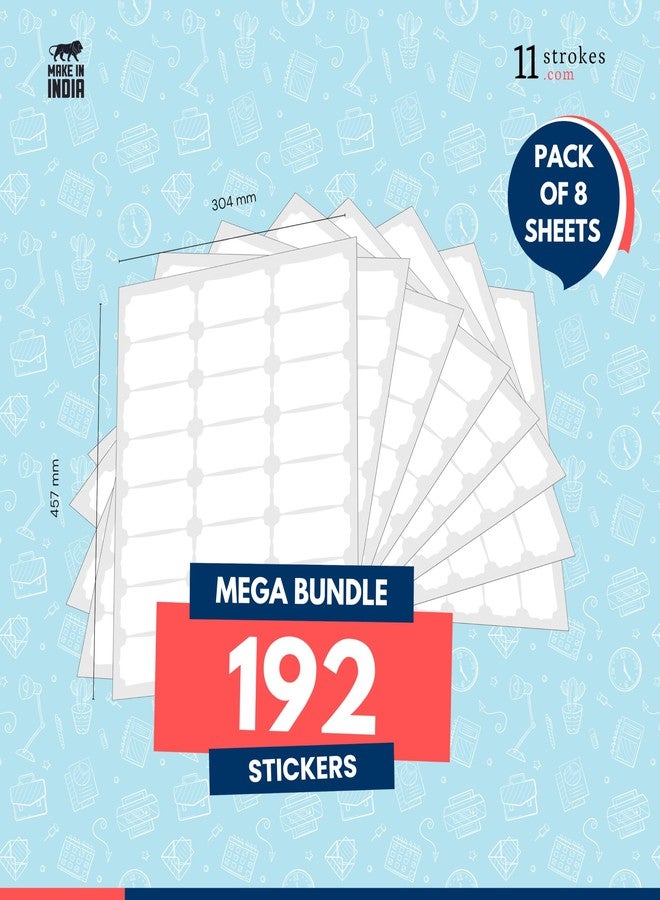 11 Strokes 192 Pcs White Stickers – Self Adhesive Stickers for Kitchen containers, Labels for Kitchen Containers, Price tag Stickers, Label Sticker, Kitchen Sticker - Image 2