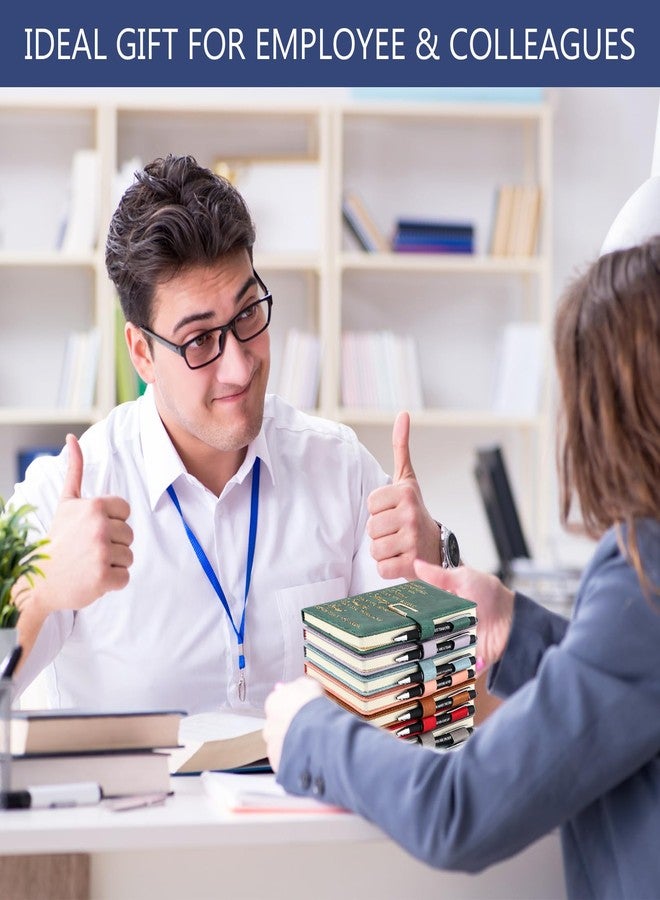 تشوانغ دي مجموعة هدايا تقدير الموظفين من تشوانغدي، ٢٠ قطعة، مصنوعة من الجلد، مقاس A5، تتضمن ١٠ دفاتر ملاحظات ملهمة و١٠ أقلام حبر جاف معدنية تحفيزية، مناسبة للمعلمين والممرضين وزملاء العمل والموظفين ومساعدي التمريض المعتمدين. - Image 2