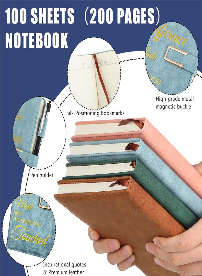 تشوانغ دي مجموعة هدايا تقدير الموظفين من تشوانغدي، ٢٠ قطعة، مصنوعة من الجلد، مقاس A5، تتضمن ١٠ دفاتر ملاحظات ملهمة و١٠ أقلام حبر جاف معدنية تحفيزية، مناسبة للمعلمين والممرضين وزملاء العمل والموظفين ومساعدي التمريض المعتمدين. - Image 5