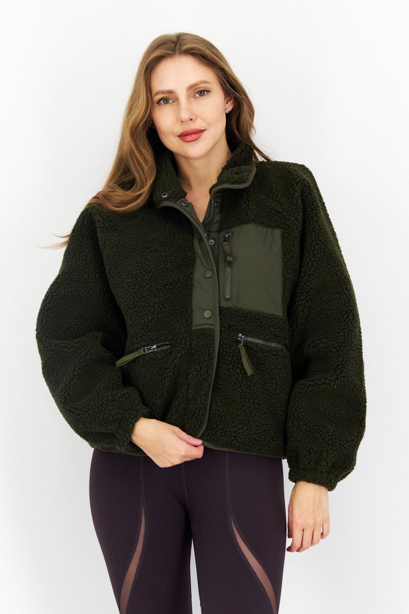 Andrew Marc Women Sportswear Fit  Faux Fur Outdoor Jacket, Olive - Image 1