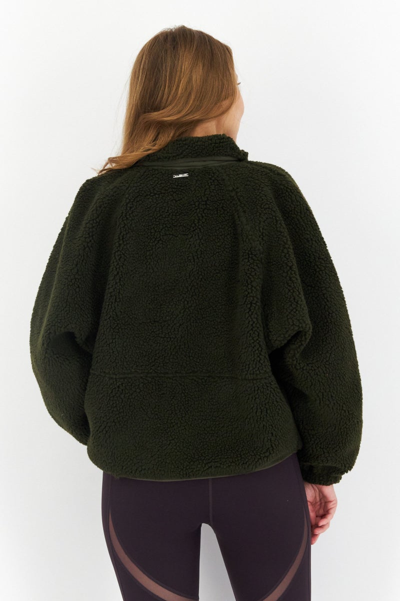 Andrew Marc Women Sportswear Fit  Faux Fur Outdoor Jacket, Olive - Image 3