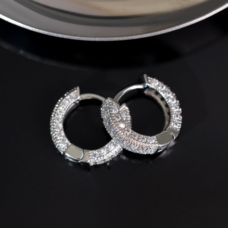 Hot Hip-Hop Full Diamond Hoop Earrings UnisexWhite Gold-White Diamond (1 pair) White Gold-White Diamond (1 pair) 
