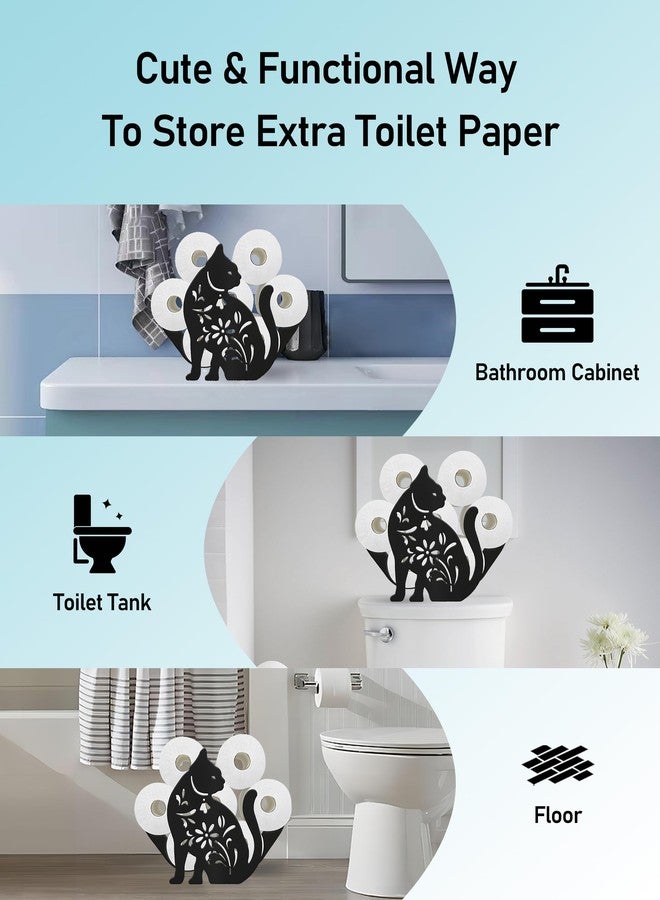 Wigag Cat Toilet Paper Holder Stand for Extra 8 Rolls, Animal Decorative Free Standing Toilet Paper Storage, Farmhouse Bathroom Animal Decor Accessories Storage Cabinet - Image 5