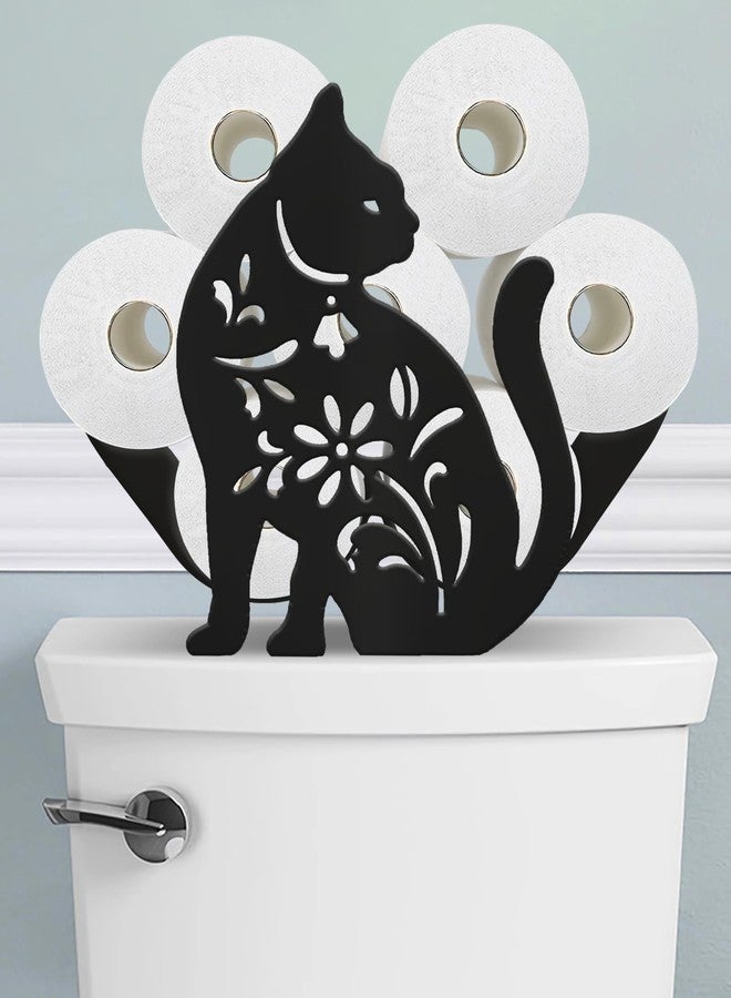 Wigag Cat Toilet Paper Holder Stand for Extra 8 Rolls, Animal Decorative Free Standing Toilet Paper Storage, Farmhouse Bathroom Animal Decor Accessories Storage Cabinet - Image 1