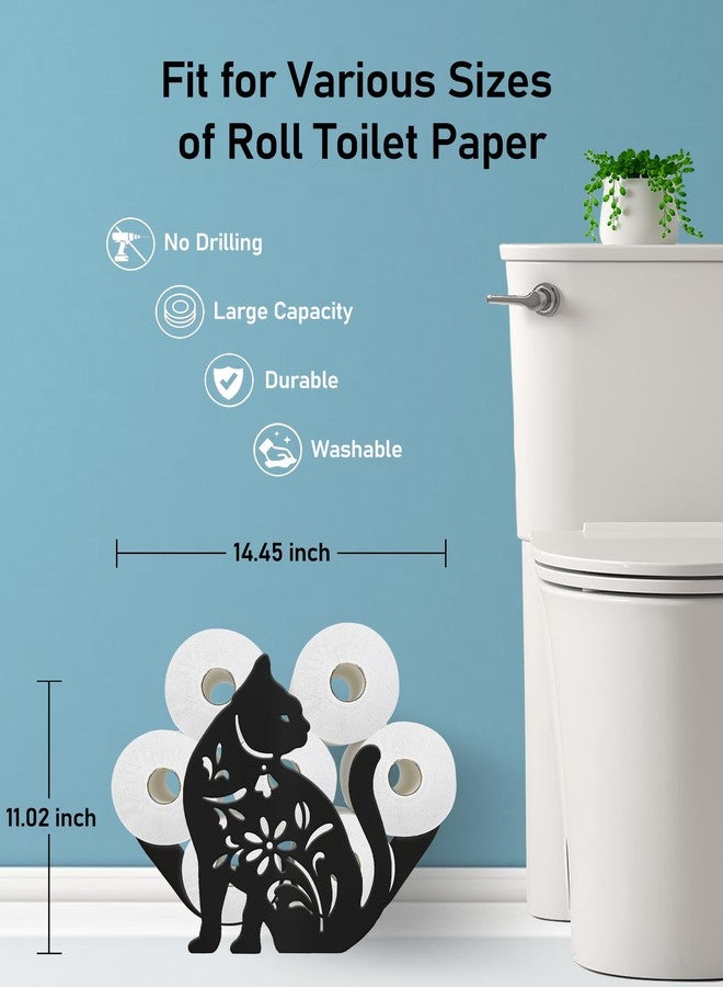 Wigag Cat Toilet Paper Holder Stand for Extra 8 Rolls, Animal Decorative Free Standing Toilet Paper Storage, Farmhouse Bathroom Animal Decor Accessories Storage Cabinet - Image 3