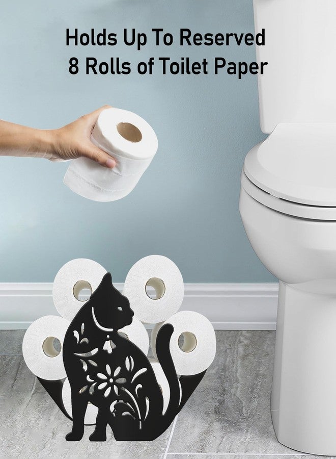 Wigag Cat Toilet Paper Holder Stand for Extra 8 Rolls, Animal Decorative Free Standing Toilet Paper Storage, Farmhouse Bathroom Animal Decor Accessories Storage Cabinet - Image 2