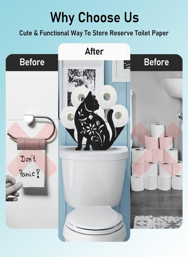 Wigag Cat Toilet Paper Holder Stand for Extra 8 Rolls, Animal Decorative Free Standing Toilet Paper Storage, Farmhouse Bathroom Animal Decor Accessories Storage Cabinet - Image 4