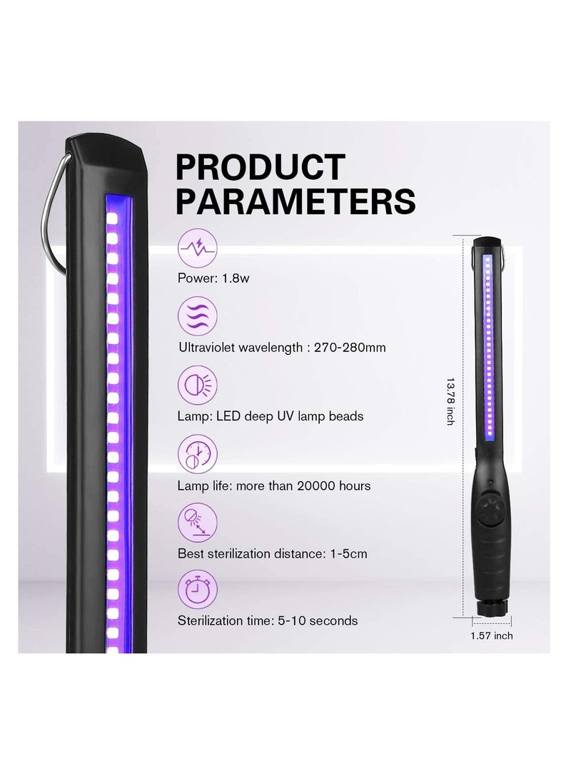 UV Light Sanitizer, Portable UV Light Disinfection Lamp, USB Rechargeable Ultraviolet Light Sanitizer, for Home Hotel Travel Car Kills 99% of Germs Viruses and Bacteria UV light Sanitizer Wand