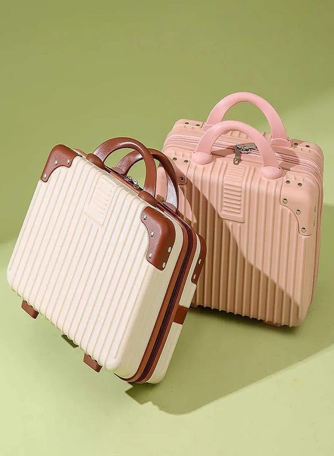 ENNCOZY Mini Hard Shell Hard Travel Luggage Makeup Case Small Portable Carrying Case Suitcase Organizer Makeup Storage Box for Women (B-Cream) - Image 4