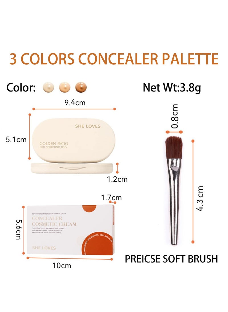KASTWAVE SYOSI, 3 Colors Cream Contour Palette, Concealer Makeup Palette Color Corrector, Highlighter and Bronzer Palette, Foundation Color Correcting Concealer - Image 2