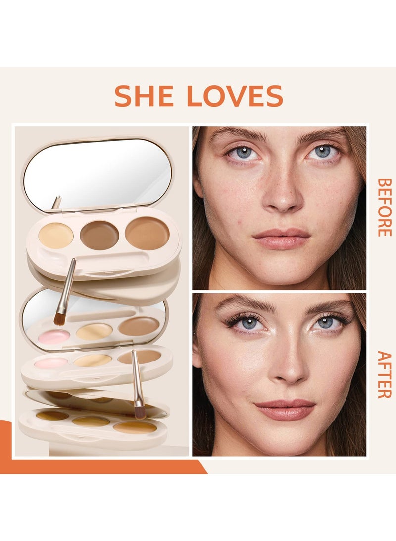 KASTWAVE SYOSI, 3 Colors Cream Contour Palette, Concealer Makeup Palette Color Corrector, Highlighter and Bronzer Palette, Foundation Color Correcting Concealer - Image 5