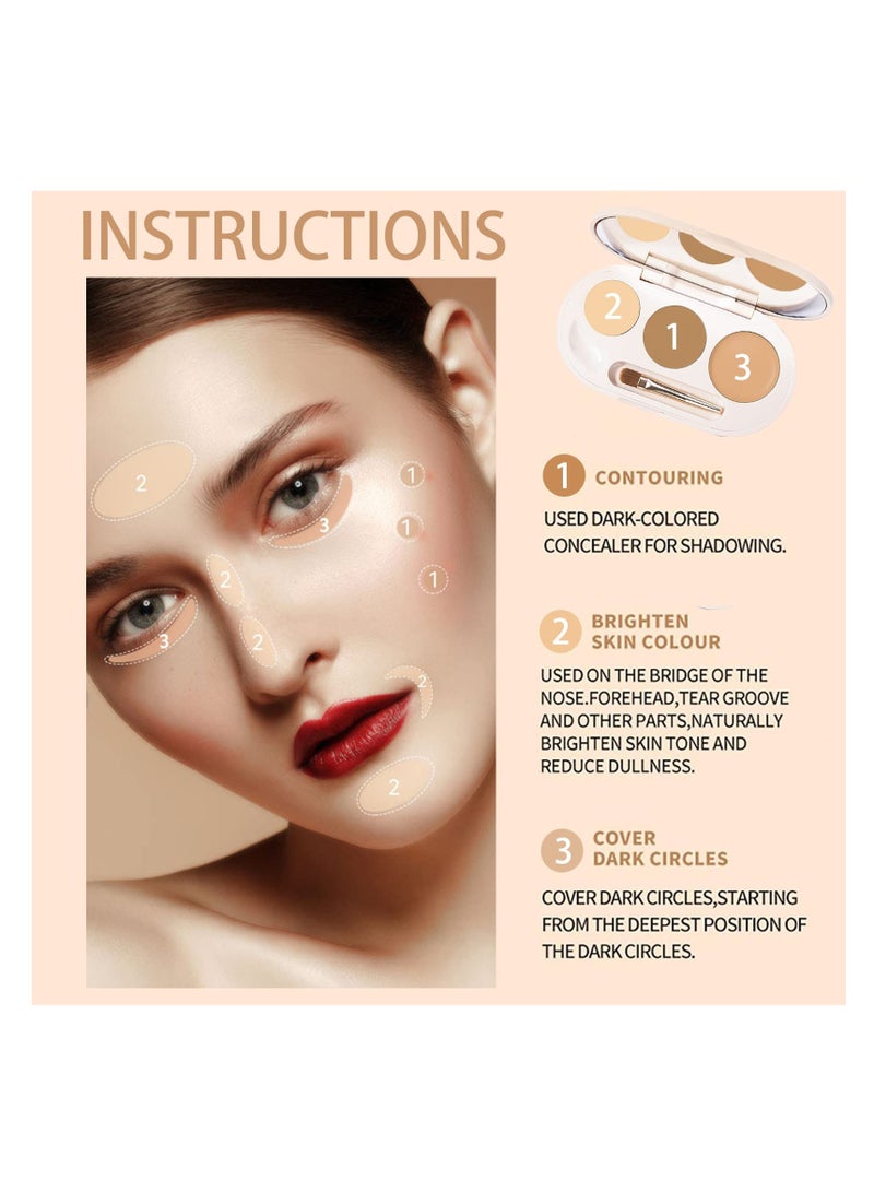 KASTWAVE SYOSI, 3 Colors Cream Contour Palette, Concealer Makeup Palette Color Corrector, Highlighter and Bronzer Palette, Foundation Color Correcting Concealer - Image 4