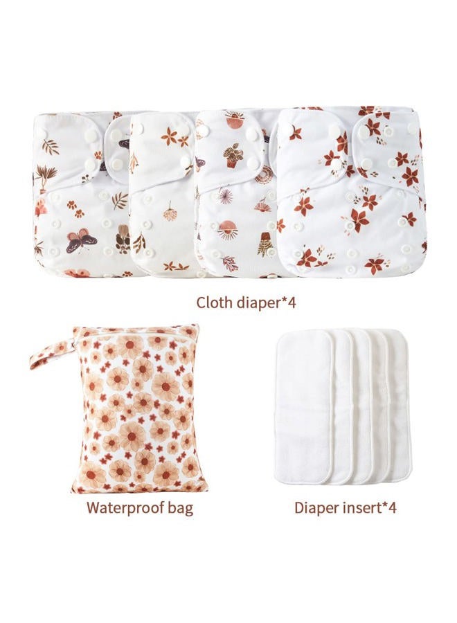 Happy Flute HappyFlute 9 Sets Newborn Baby Cloth Pocket Diapers One Size Adjustable Reusable for Baby Boys and Girls(6-33 pounds,0-3 Years),One Wet Bag+4Diapers and 4Inserts - Image 2