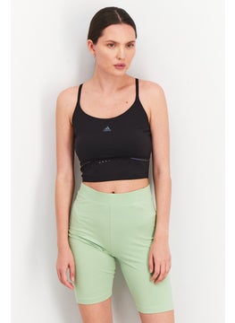 Women Sportswear Fit Brand Logo Cropped Tank Top, Black