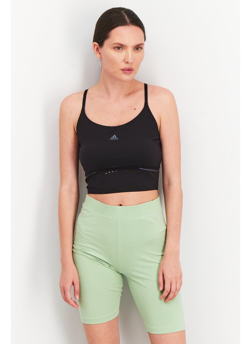 Adidas - Women Sportswear Fit Brand Logo Cropped Tank Top, Black - Image 1
