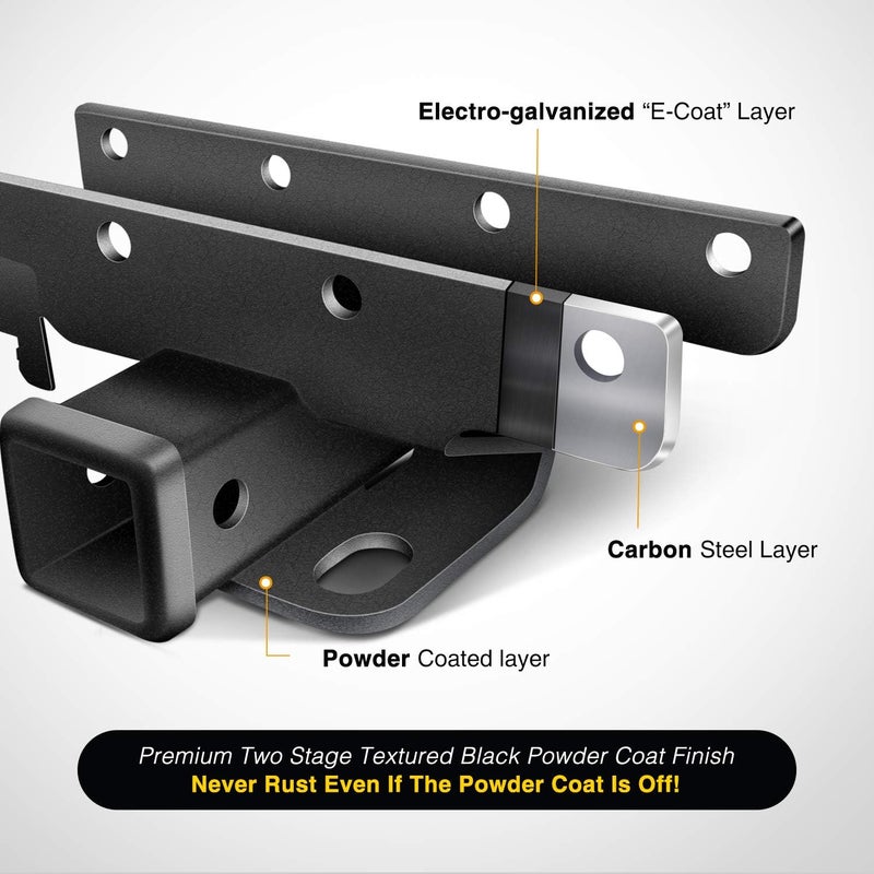 Nilight - JK-61A 2" inch Rear Bumper Tow Trailer Hitch Receiver Kit, Compatible for 2007-2018 Jeep Wrangler JK 4 Door & 2 Unlimited, w/4-Pin Wiring Harness (Exclude JL Models) - Image 3