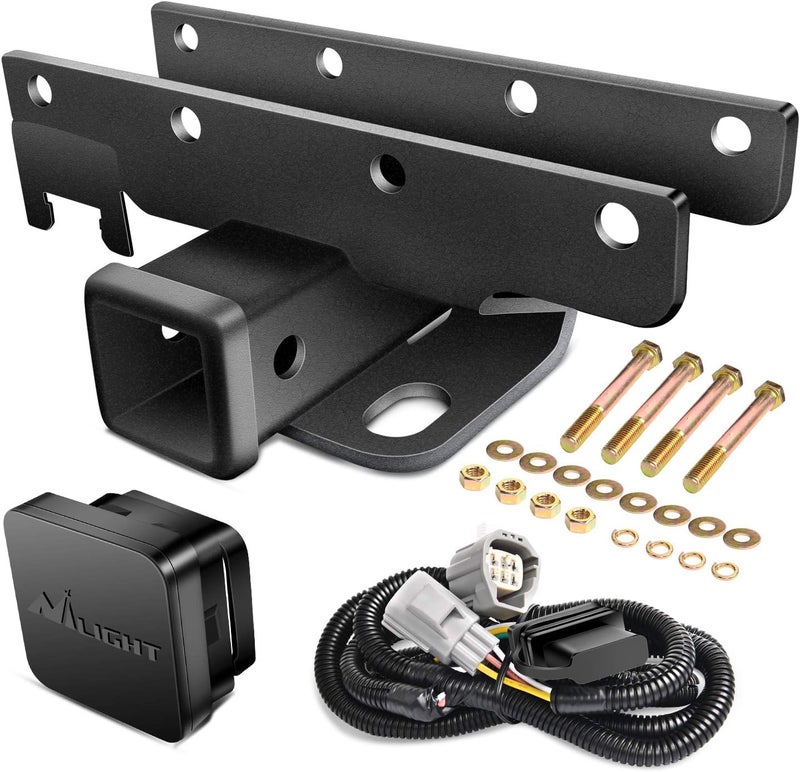 Nilight - JK-61A 2" inch Rear Bumper Tow Trailer Hitch Receiver Kit, Compatible for 2007-2018 Jeep Wrangler JK 4 Door & 2 Unlimited, w/4-Pin Wiring Harness (Exclude JL Models) - Image 1