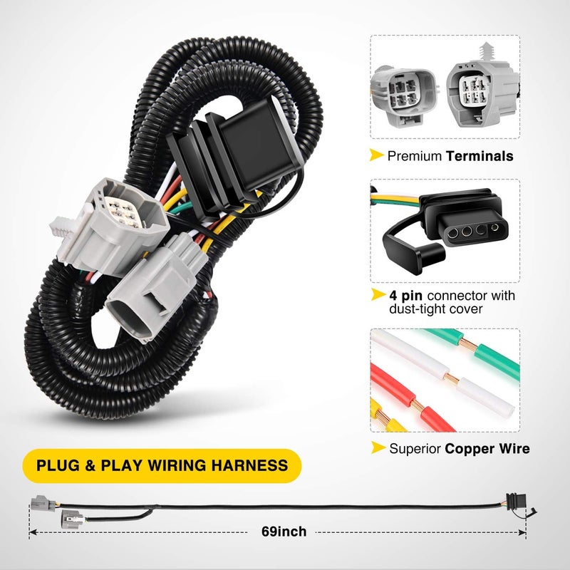 Nilight - JK-61A 2" inch Rear Bumper Tow Trailer Hitch Receiver Kit, Compatible for 2007-2018 Jeep Wrangler JK 4 Door & 2 Unlimited, w/4-Pin Wiring Harness (Exclude JL Models) - Image 4