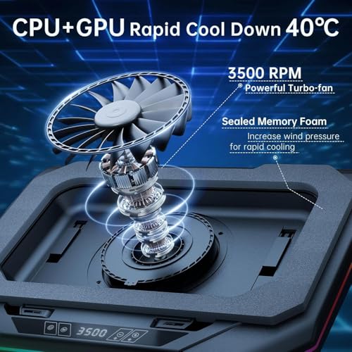 PHAPPY Cooling Pad for Acer Predator Helios 16 18 300 500 (Neo 16 16s 18 AI) Triton 14 AI 14 17 X 300 SE 700 900 14-18 Gaming Laptop,Cooler with Ultra Powerful Booster Turbo Cooling Fan,RGB Light,Touch Start - Image 3