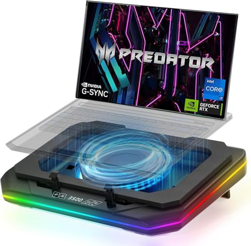 PHAPPY Cooling Pad for Acer Predator Helios 16 18 300 500 (Neo 16 16s 18 AI) Triton 14 AI 14 17 X 300 SE 700 900 14-18 Gaming Laptop,Cooler with Ultra Powerful Booster Turbo Cooling Fan,RGB Light,Touch Start - Image 1