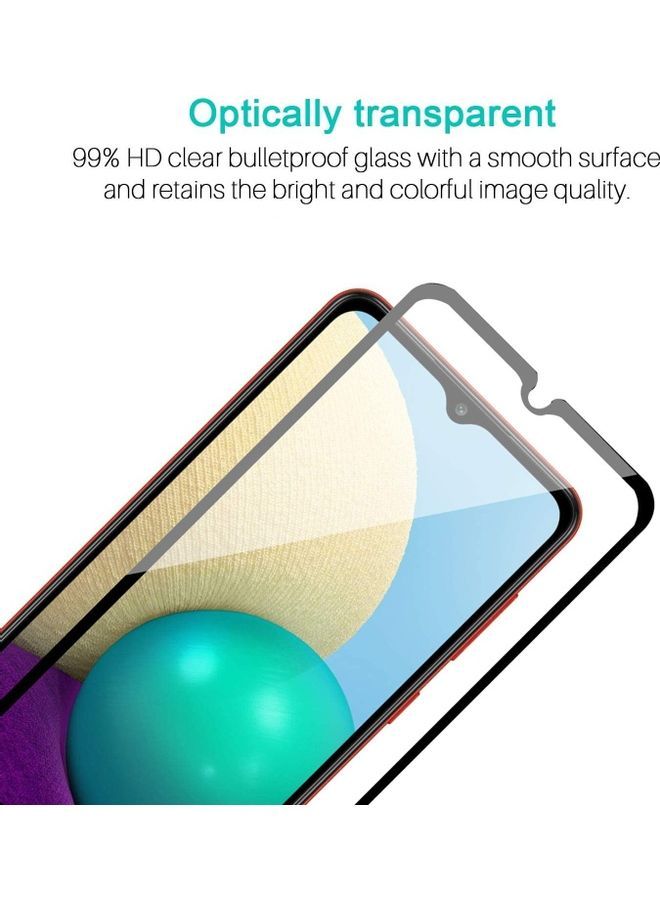 NIBEMINENT Tempered Glass Screen Protector For Samsung Galaxy A02s/A02/M02s Clear/Black  - Image 2