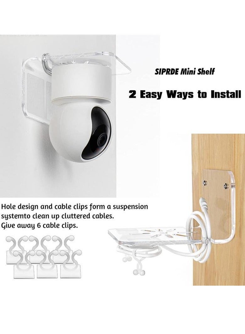 Acrylic Small Wall Shelf Set of 3 for Security Cameras, Speakers, Baby Monitors, Universal Adhesive Shelf Easy to Install No Drill, with Cable Clips (Clear)  - Image 3