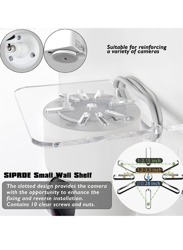 Acrylic Small Wall Shelf Set of 3 for Security Cameras, Speakers, Baby Monitors, Universal Adhesive Shelf Easy to Install No Drill, with Cable Clips (Clear)  - Image 4