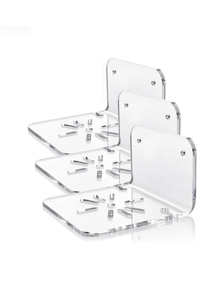 Acrylic Small Wall Shelf Set of 3 for Security Cameras, Speakers, Baby Monitors, Universal Adhesive Shelf Easy to Install No Drill, with Cable Clips (Clear)  - Image 5