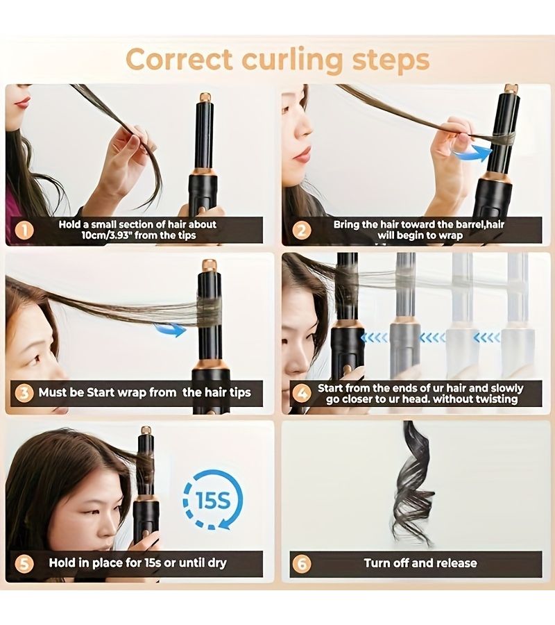 5 In 1 Air Styler Hair Dryer Brush Hot Air Brush Curling Iron Straightening Brush Volumizer For Blow Dry Straighten Curl And Volume - Image 1