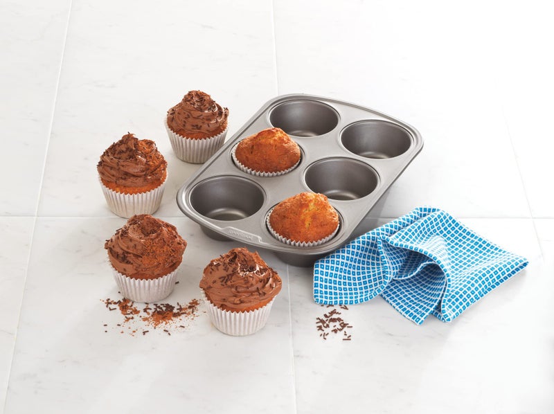 GoodCook Everyday Nonstick Steel Jumbo Texas Muffin Pan, 6-cup, Gray - Image 2